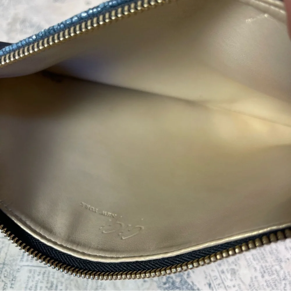 GiGi New York Stingray Leather Pouch Bag Blue Exotic Leather Clutch